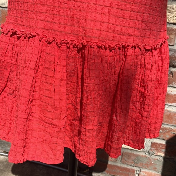 Free People Red Gauze and Lace Coverup 4 - Picture 5 of 7
